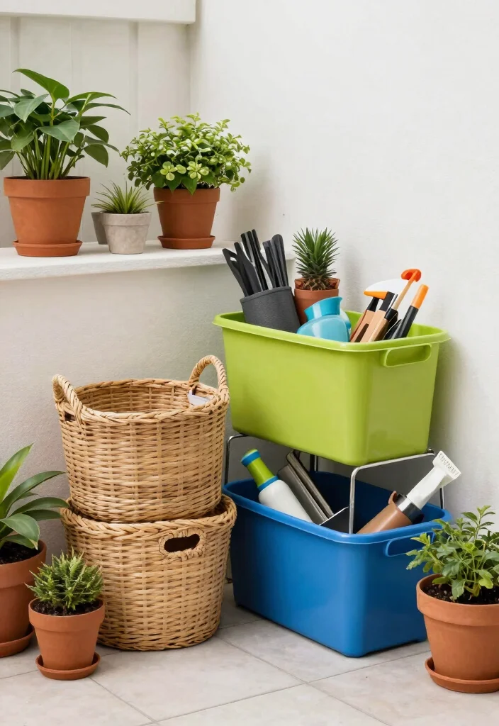 15 Terrace Storage Ideas That Maximize Small Spaces 15 15 Terrace Storage Ideas That Maximize Small Spaces - 5. Stylish Storage Bins 1