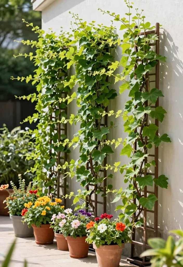 15 Terrace Storage Ideas That Maximize Small Spaces 18 15 Terrace Storage Ideas That Maximize Small Spaces - 8. Vertical Garden Trellis for Climbing Plants 1