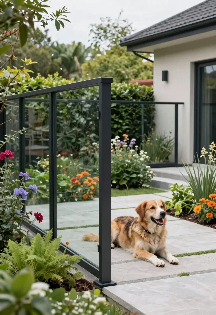 16 Backyard Fence Ideas for Dogs That Are Safe & Stylish - 12. Glass Panel Fencing 1