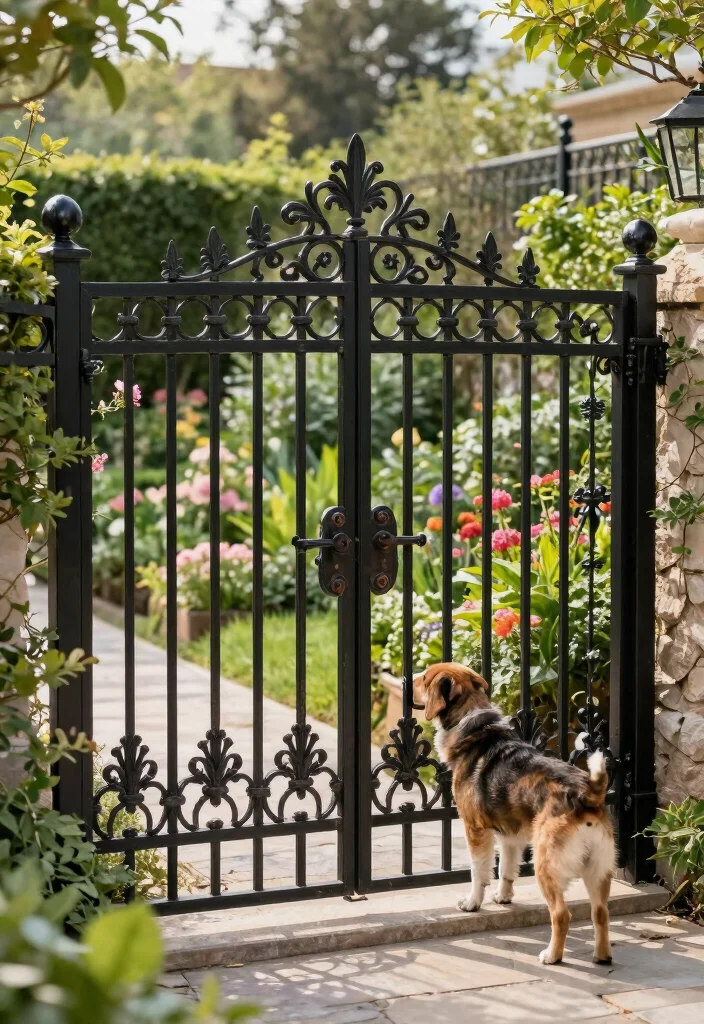 16 Backyard Fence Ideas for Dogs That Are Safe & Stylish - 7. Wrought Iron Fencing 1