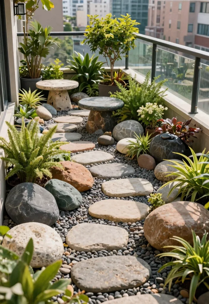 16 Balcony Decor Ideas for Apartments That Look Pinterest Perfect - 12. Decorative Garden Stones 1