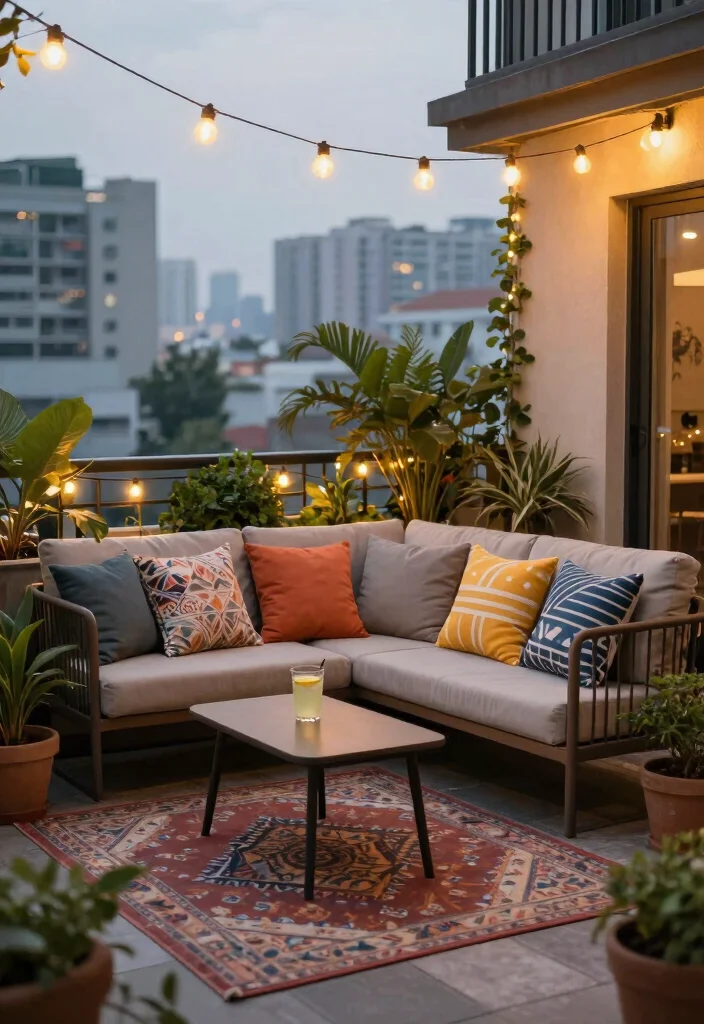 16 Balcony Decor Ideas for Apartments That Look Pinterest Perfect - 3. Cozy Outdoor Lounge 1