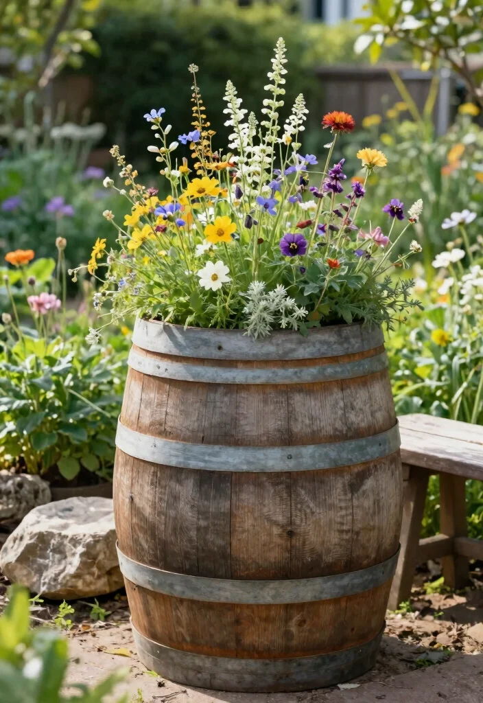 16 Box Planter Ideas That Elevate Your Garden Design - 10. Rustic Barrel Planters 1