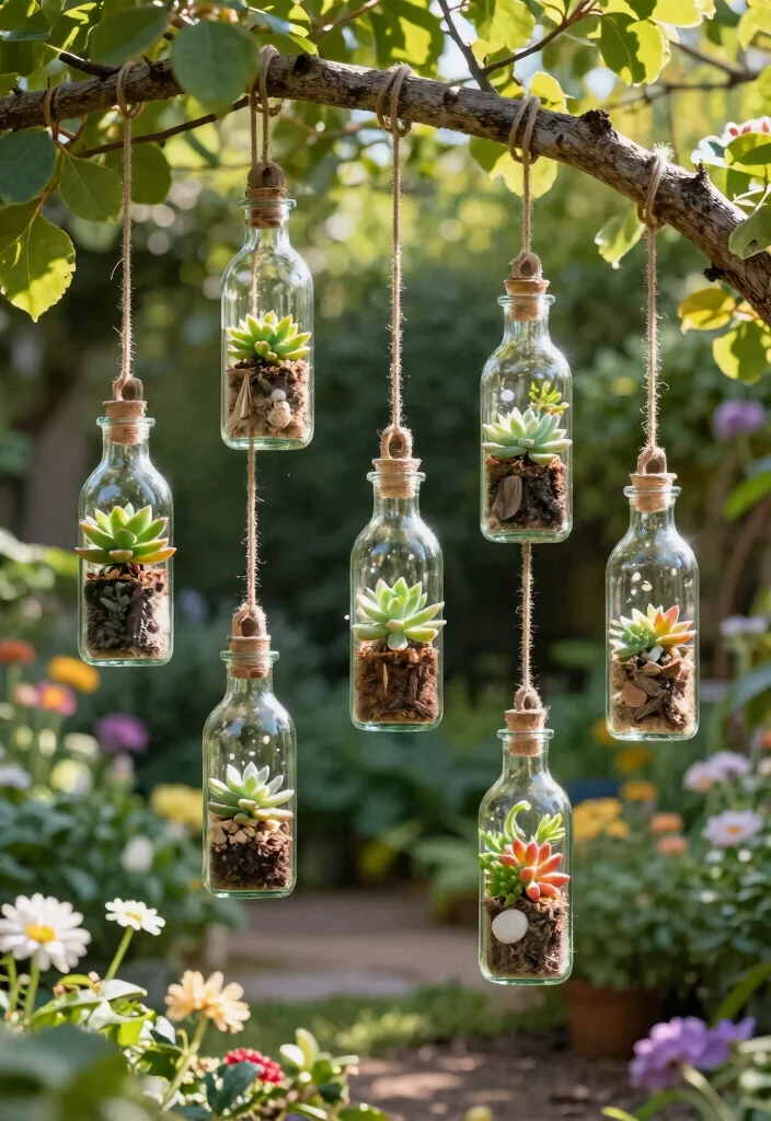 16 Box Planter Ideas That Elevate Your Garden Design - 14. Glass Bottle Planters 1