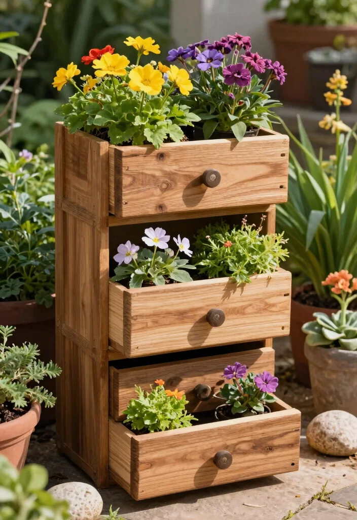 16 Box Planter Ideas That Elevate Your Garden Design - 8. Repurposed Drawer Planters 1
