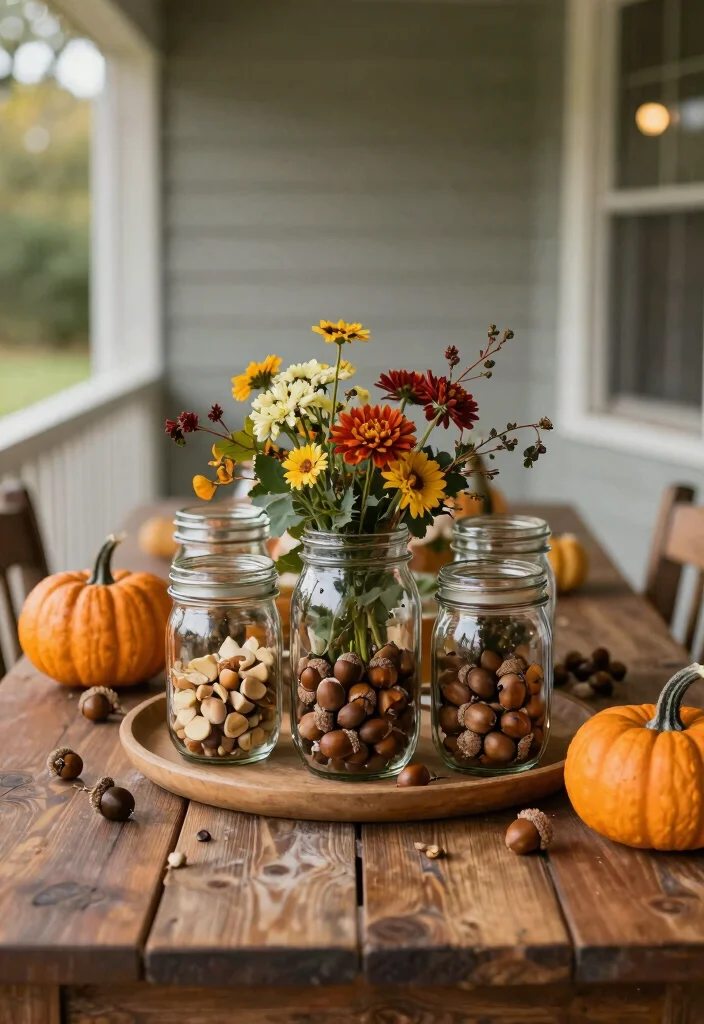 16 Cheap Fall Porch Decor Ideas That Look Luxe 63 16 Cheap Fall Porch Decor Ideas That Look Luxe - 13. Mason Jar Centerpieces 1
