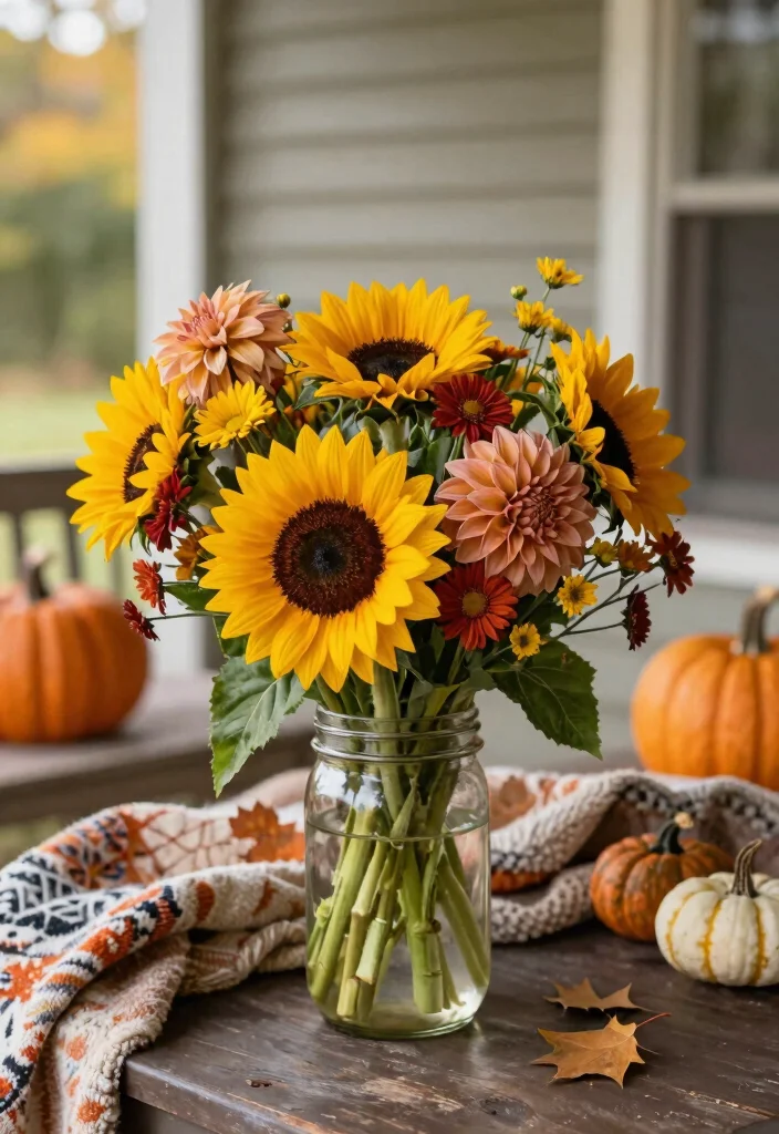 16 Cheap Fall Porch Decor Ideas That Look Luxe 38 16 Cheap Fall Porch Decor Ideas That Look Luxe - 8. Colorful Floral Arrangements 1