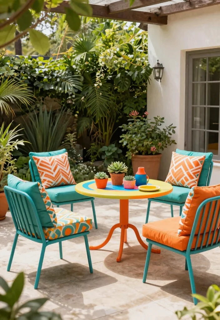 16 Colorful Backyard Ideas That Make Your Outdoor Space Pop 13 16 Colorful Backyard Ideas That Make Your Outdoor Space Pop - 3. Bright and Quirky Patio Furniture 1