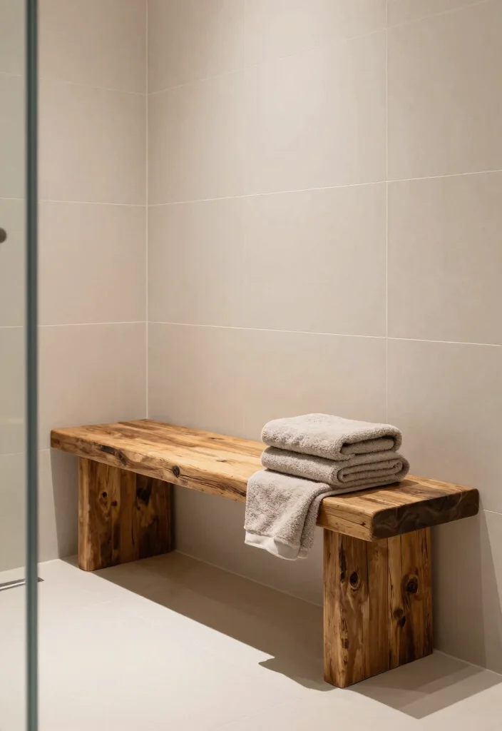 16 Farmhouse Shower Ideas That Blend Rustic & Modern 31 16 Farmhouse Shower Ideas That Blend Rustic & Modern - 11. Shower Bench for Comfort 1