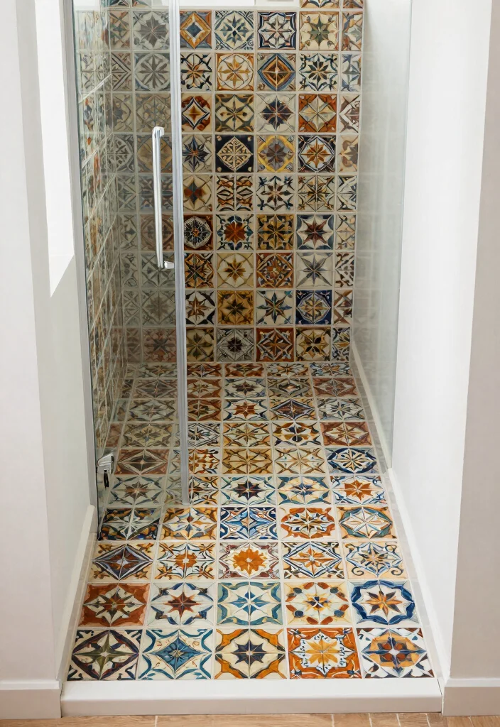 16 Farmhouse Shower Ideas That Blend Rustic & Modern 23 16 Farmhouse Shower Ideas That Blend Rustic & Modern - 3. Vintage Tile Patterns 1