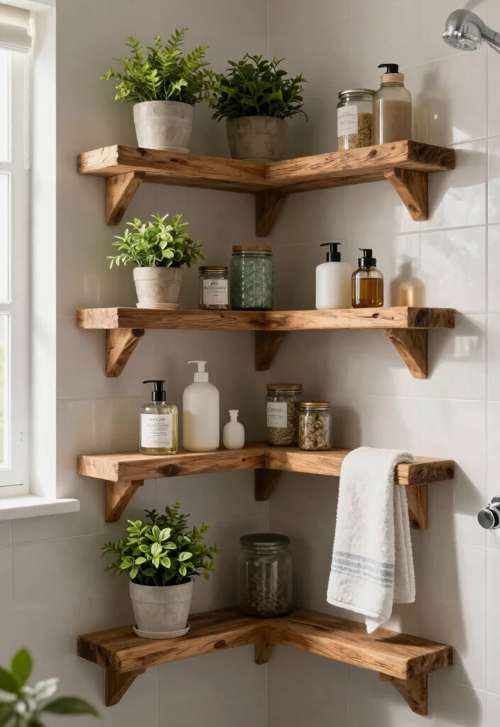 16 Farmhouse Shower Ideas That Blend Rustic & Modern 24 16 Farmhouse Shower Ideas That Blend Rustic & Modern - 4. Floating Shelves for Storage 1