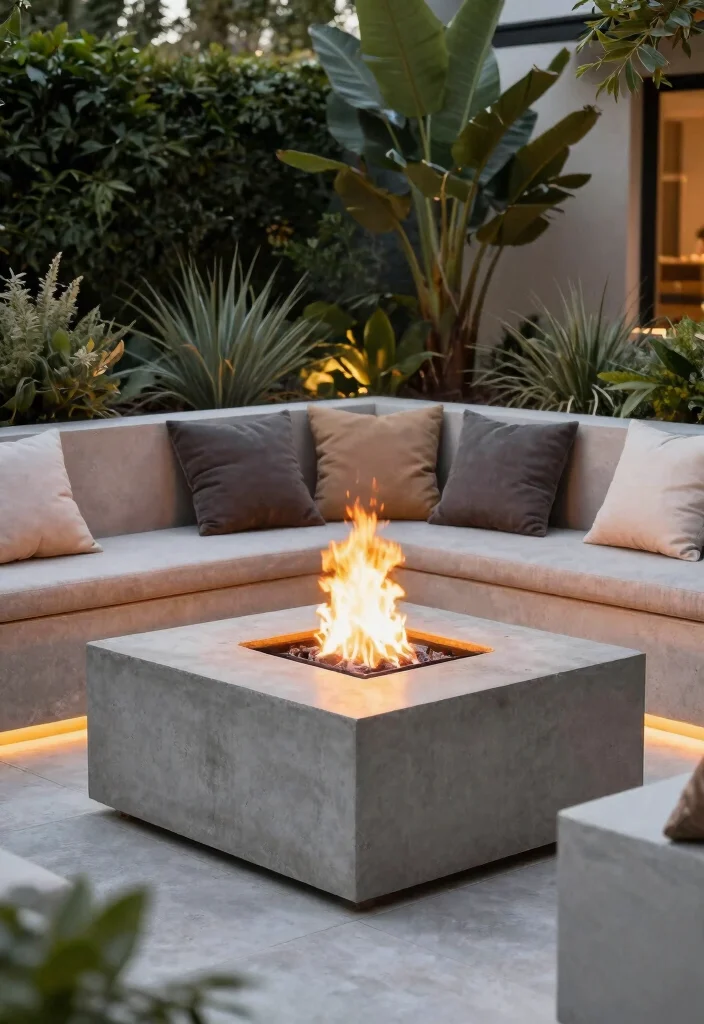 16 Fire Pit 2026 Trending Ideas for Cozy Backyard Nights 41 16 Fire Pit 2026 Trending Ideas for Cozy Backyard Nights - 11. Concrete Fire Pit with Integrated Seating 1