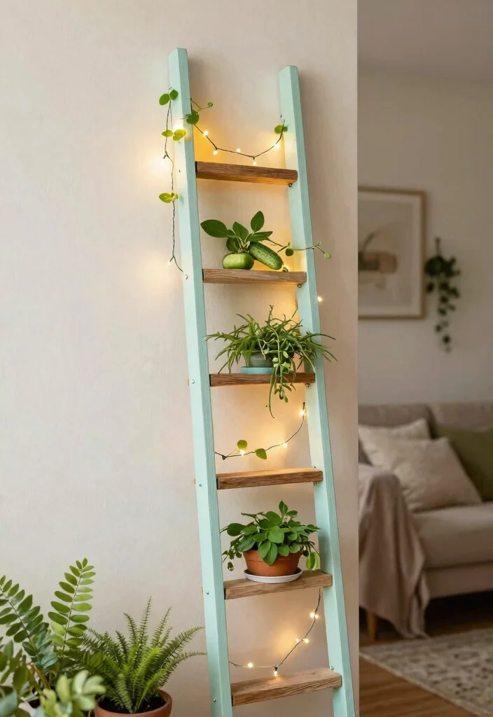 16 Indoor Plant Trellis Ideas for a Stylish Green Wall 14 16 Indoor Plant Trellis Ideas for a Stylish Green Wall - 4. Vertical Ladder Trellis 1