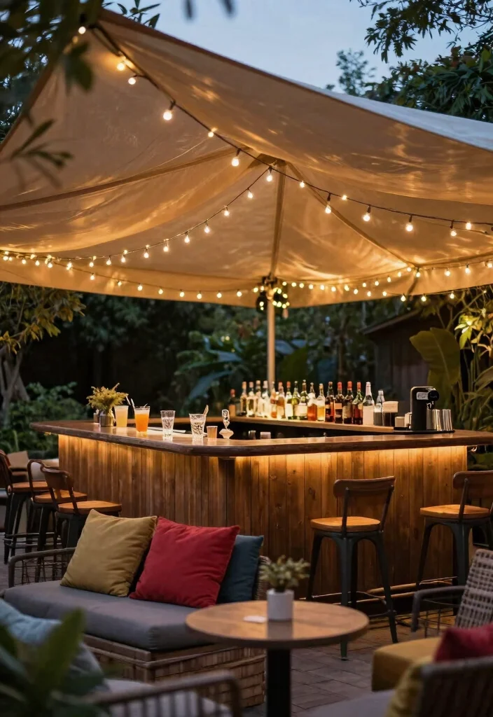 16 Outdoor Patio Bar Ideas for the Perfect Hosting Spot - 16. Cozy Canopy Bar 1