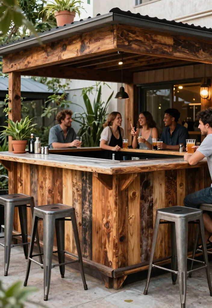 16 Outdoor Patio Bar Ideas for the Perfect Hosting Spot - 6. Outdoor Bar with Reclaimed Wood 1