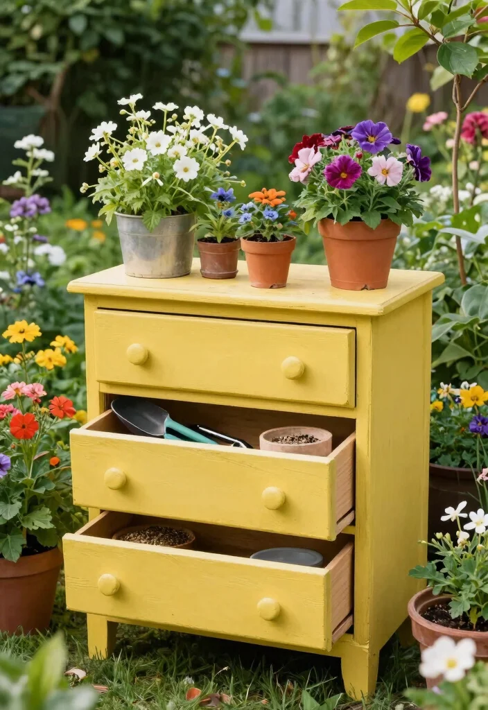 16 Outdoor Storage Ideas That Hide Clutter Beautifully 30 16 Outdoor Storage Ideas That Hide Clutter Beautifully - 10. Repurposed Vintage Furniture 1