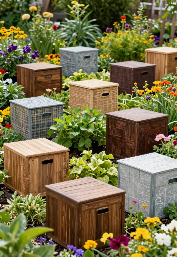 16 Outdoor Storage Ideas That Hide Clutter Beautifully 3 16 Outdoor Storage Ideas That Hide Clutter Beautifully - 3. Decorative Storage Boxes 1