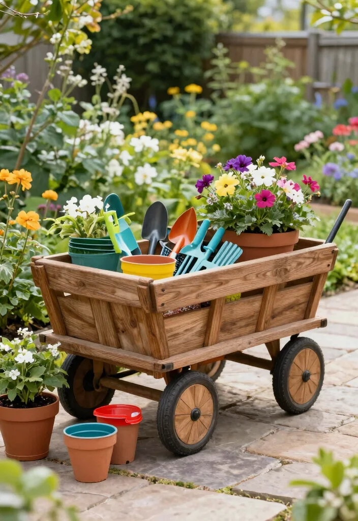 16 Outdoor Storage Ideas That Hide Clutter Beautifully 16 16 Outdoor Storage Ideas That Hide Clutter Beautifully - 6. Garden Cart with Storage 1