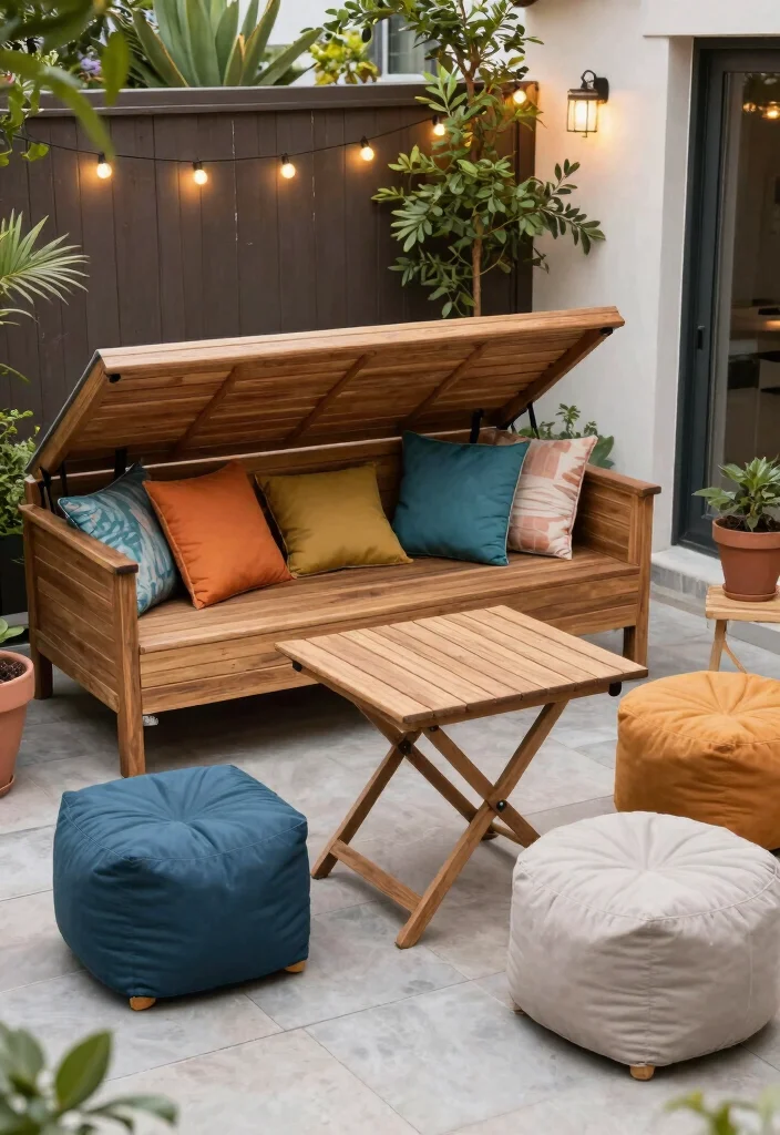 16 Patio Layout Ideas That Make Entertaining Easy - 2. Multifunctional Furniture 1