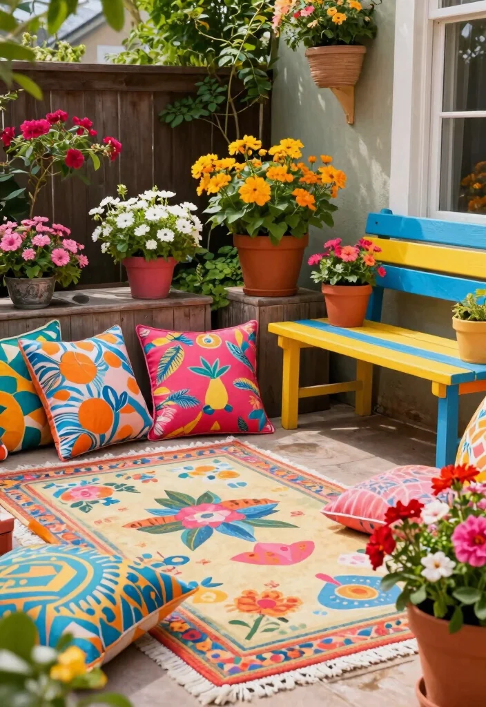 16 Patio Layout Ideas That Make Entertaining Easy - 6. Colorful Accents 1