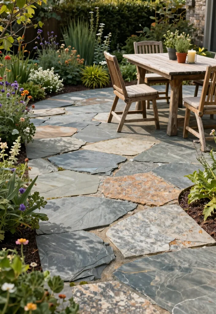 17 Backyard Stone Patio Ideas for a Timeless Outdoor Upgrade 1 17 Backyard Stone Patio Ideas for a Timeless Outdoor Upgrade - 1. Natural Stone Elegance 1