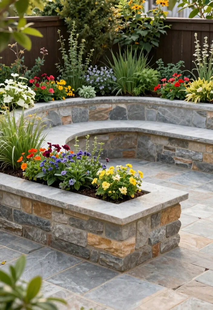17 Backyard Stone Patio Ideas for a Timeless Outdoor Upgrade 52 17 Backyard Stone Patio Ideas for a Timeless Outdoor Upgrade - 12. Patios with Built-In Planters 1