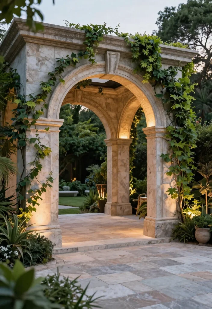 17 Backyard Stone Patio Ideas for a Timeless Outdoor Upgrade 54 17 Backyard Stone Patio Ideas for a Timeless Outdoor Upgrade - 14. Elegant Stone Arches 1
