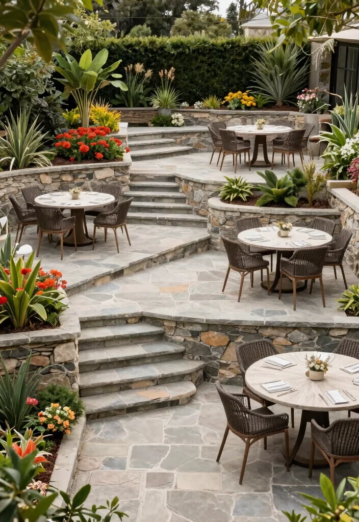 17 Backyard Stone Patio Ideas for a Timeless Outdoor Upgrade 55 17 Backyard Stone Patio Ideas for a Timeless Outdoor Upgrade - 15. Multi-Level Patios 1