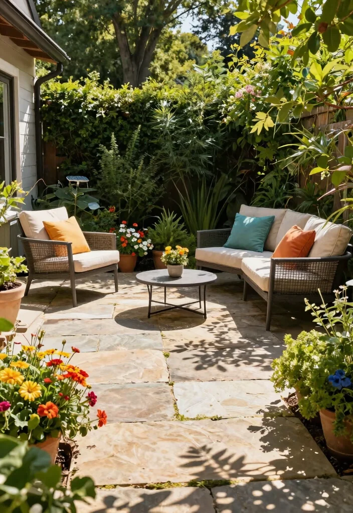 17 Backyard Stone Patio Ideas for a Timeless Outdoor Upgrade 29 17 Backyard Stone Patio Ideas for a Timeless Outdoor Upgrade - 9. Patio Soaking In the Sun 1