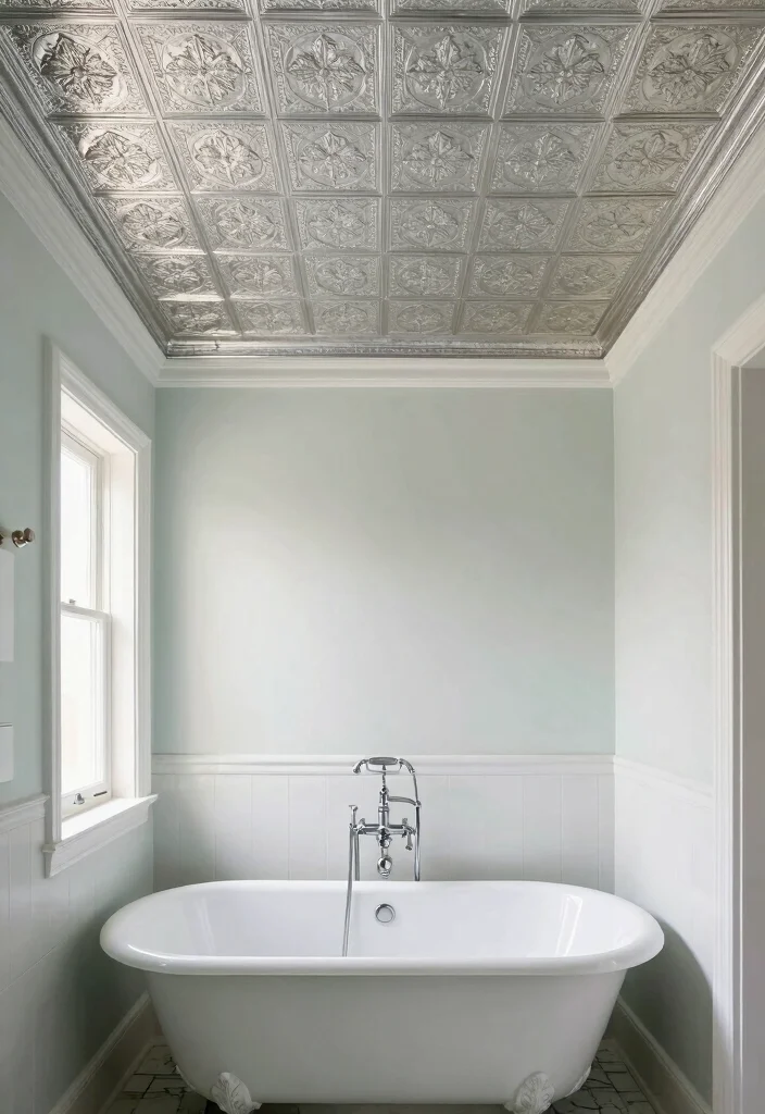 17 Bathroom Ceiling Ideas Modern Homes Are Loving 26 17 Bathroom Ceiling Ideas Modern Homes Are Loving - 6. Faux Tin Ceilings 1