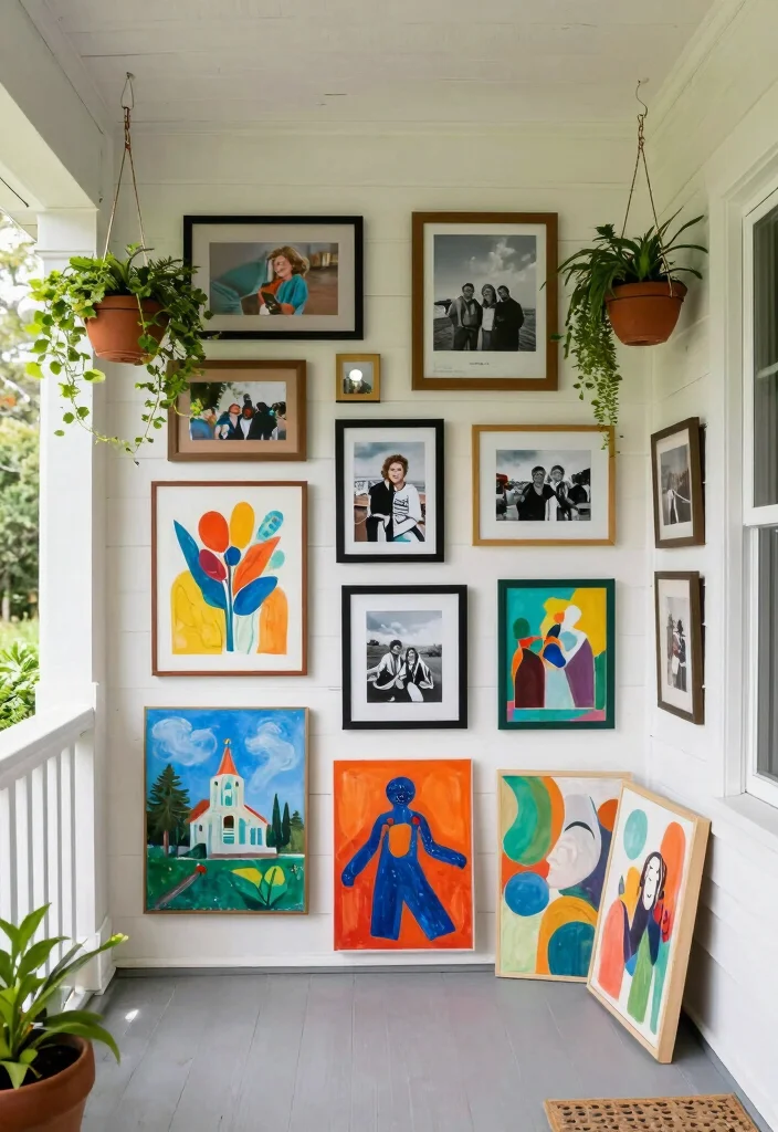 17 Enclosed Front Porch Ideas That Feel Cozy Year Round 40 17 Enclosed Front Porch Ideas That Feel Cozy Year Round - 10. Artistic Flair with Creative Wall Art 1