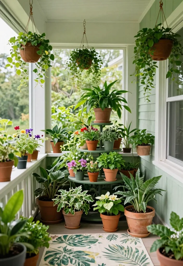 17 Enclosed Front Porch Ideas That Feel Cozy Year Round 12 17 Enclosed Front Porch Ideas That Feel Cozy Year Round - 2. Greenhouse Vibes with Enclosed Porch Plants 1