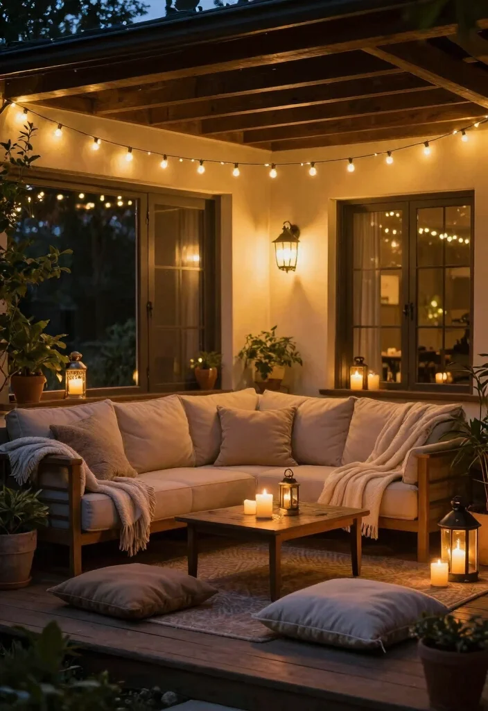 17 Enclosed Front Porch Ideas That Feel Cozy Year Round 16 17 Enclosed Front Porch Ideas That Feel Cozy Year Round - 6. Cozy Porch Decor with String Lights 1