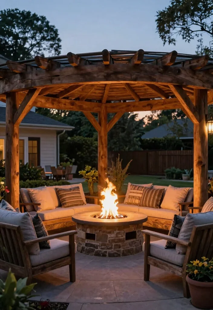 17 Outside Pergola Ideas Patio Spaces Will Love 42 17 Outside Pergola Ideas Patio Spaces Will Love - 12. Integrated Fire Pit Pergola 1