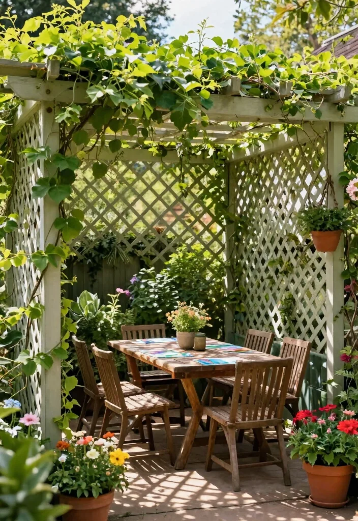 17 Outside Pergola Ideas Patio Spaces Will Love 2 17 Outside Pergola Ideas Patio Spaces Will Love - 2. Lattice Pergola for Climbing Plants 1
