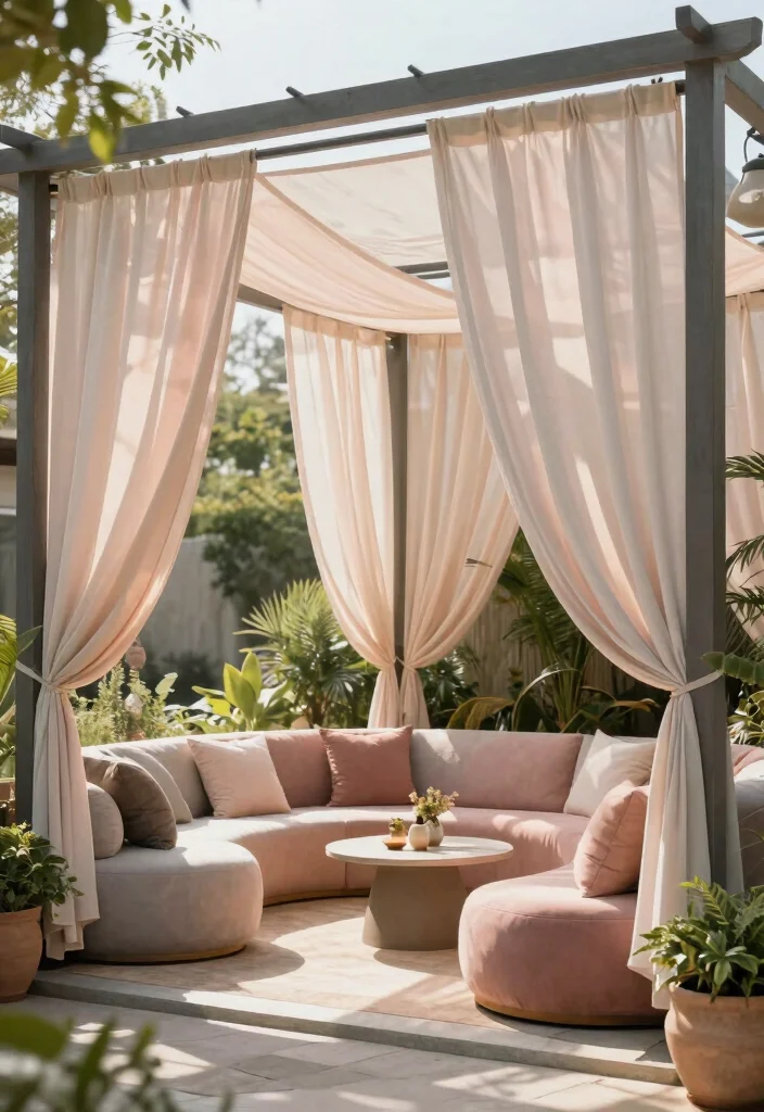 17 Outside Pergola Ideas Patio Spaces Will Love 14 17 Outside Pergola Ideas Patio Spaces Will Love - 4. Fabric-Covered Pergola 1