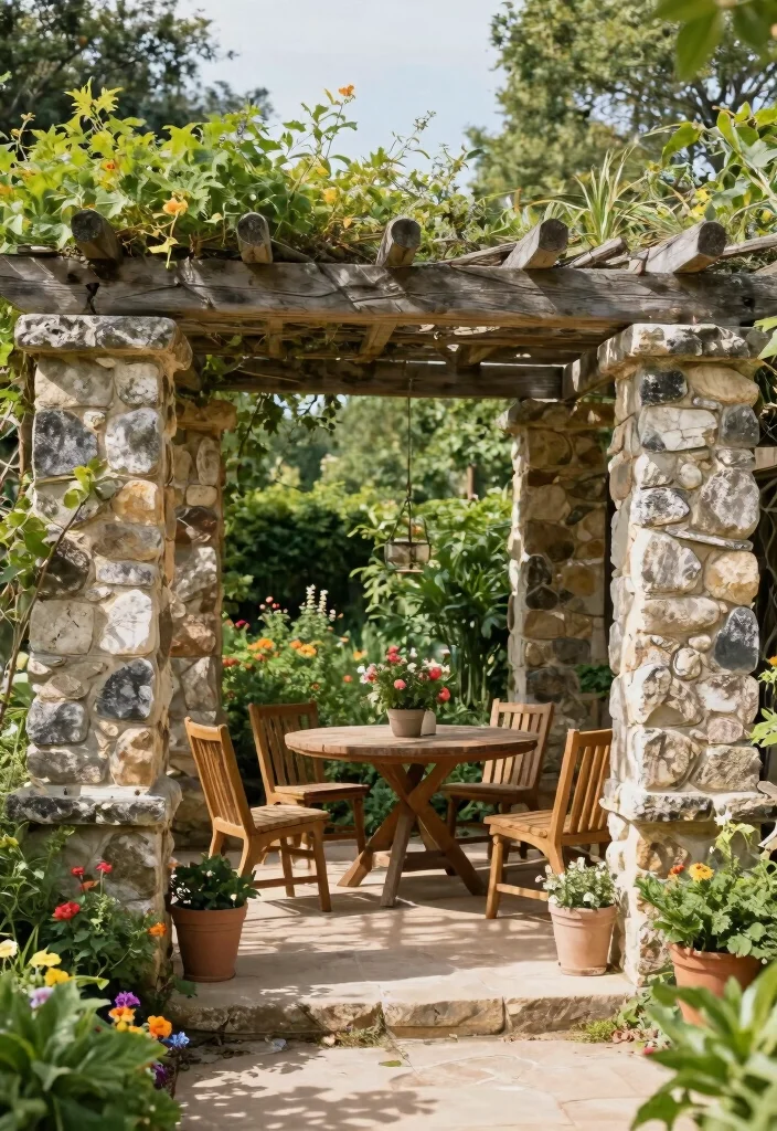 17 Outside Pergola Ideas Patio Spaces Will Love 25 17 Outside Pergola Ideas Patio Spaces Will Love - 5. Rustic Stone Pergola 1