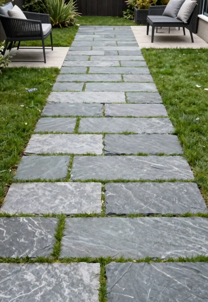 17 Outside Walkway Ideas That Elevate Your Landscape Design 53 17 Outside Walkway Ideas That Elevate Your Landscape Design - 13. Slate Tiles 1