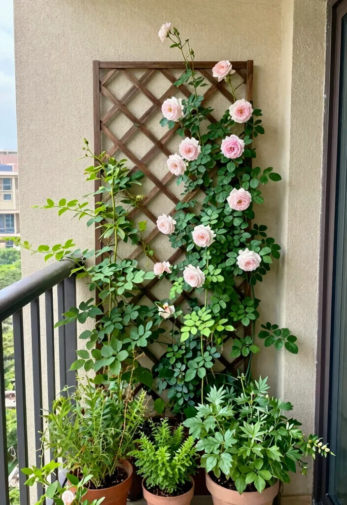 18 Balcony 2026 Trending Ideas Apartment Dwellers Will Love 55 18 Balcony 2026 Trending Ideas Apartment Dwellers Will Love - 15. Vertical Trellises for Climbing Plants 1