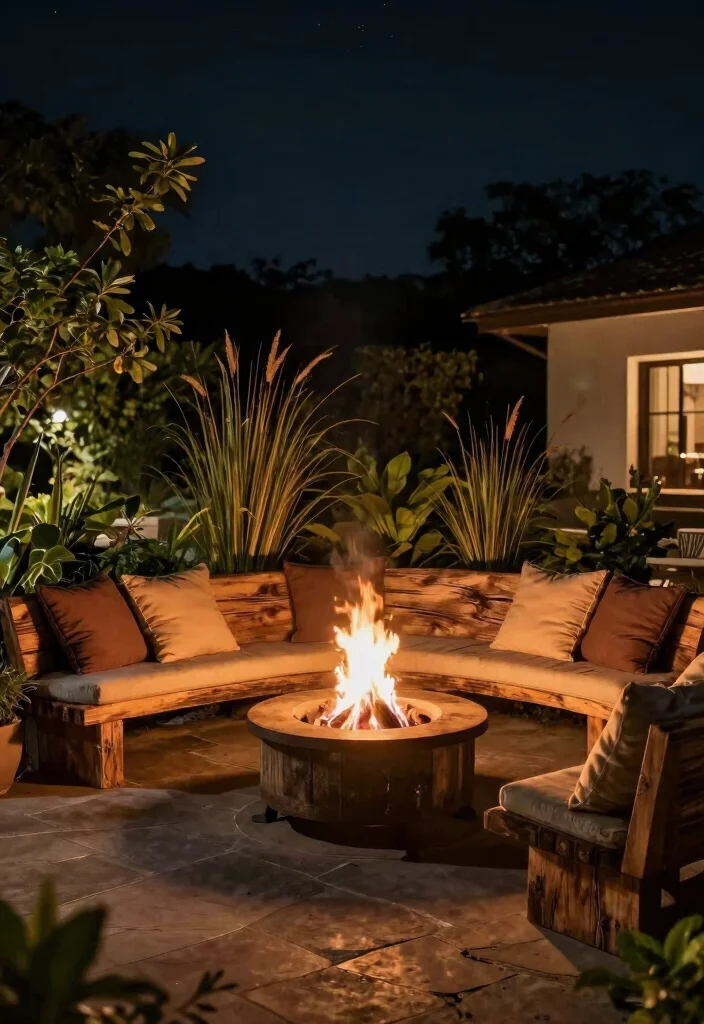 18 Fire Pit Backyard Ideas That Feel Warm & Inviting - 1. Reclaimed Wood Bench Surround 1