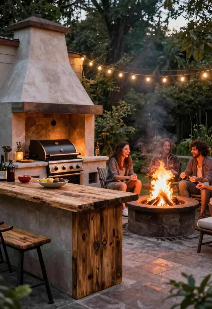 18 Fire Pit Backyard Ideas That Feel Warm & Inviting - 10. Fire Pit with Outdoor Kitchen 1