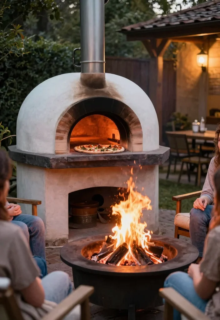 18 Fire Pit Backyard Ideas That Feel Warm & Inviting - 18. Wood-fired Pizza Oven Fire Pit 1