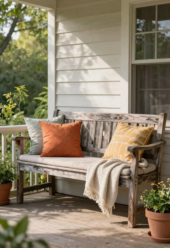 18 Front Porch Decorating Ideas That Boost Curb Appeal 52 18 Front Porch Decorating Ideas That Boost Curb Appeal - 12. Add an Outdoor Bench for Extra Seating 1