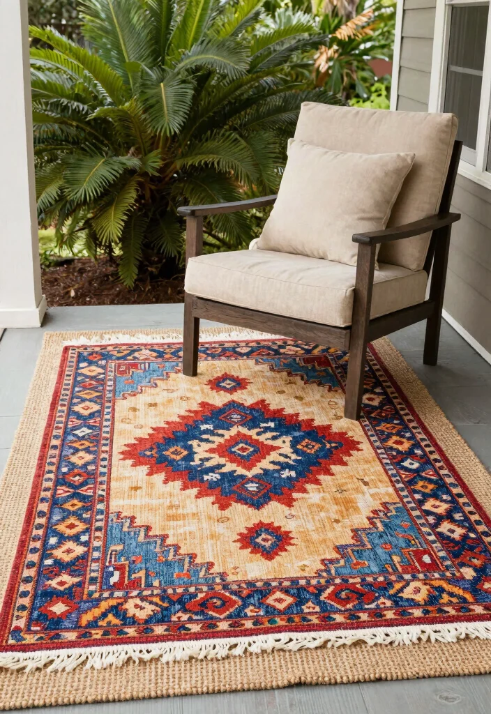 18 Front Porch Decorating Ideas That Boost Curb Appeal 54 18 Front Porch Decorating Ideas That Boost Curb Appeal - 14. Incorporate Rugs with Natural Elements 1