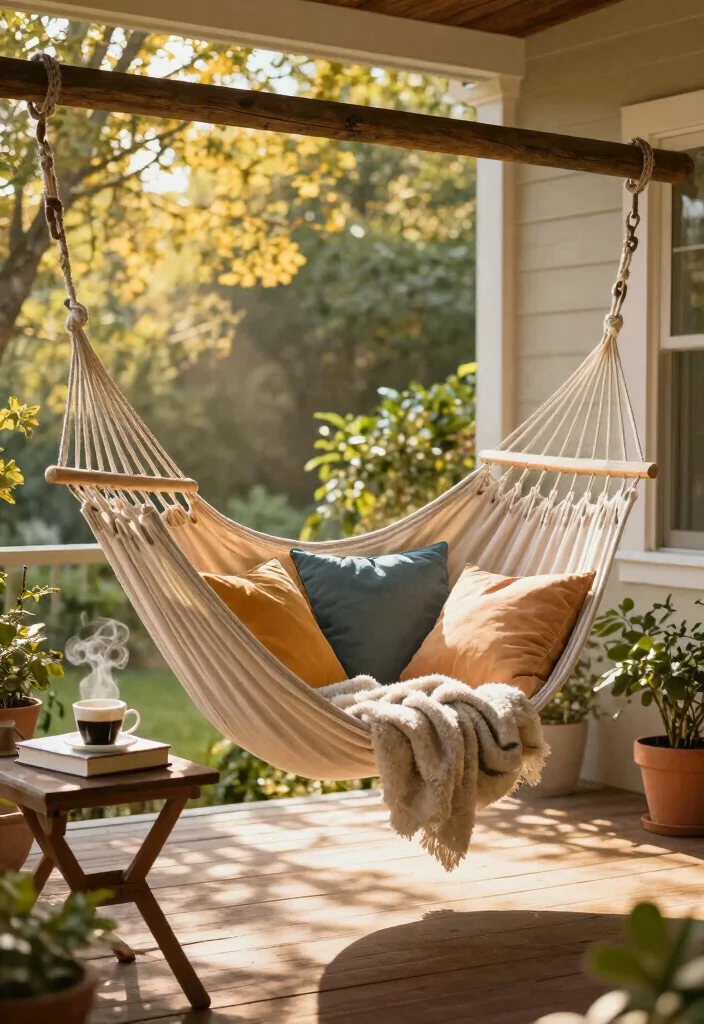 18 Front Porch Decorating Ideas That Boost Curb Appeal 12 18 Front Porch Decorating Ideas That Boost Curb Appeal - 2. Cozy Up with a Hammock Chair 1
