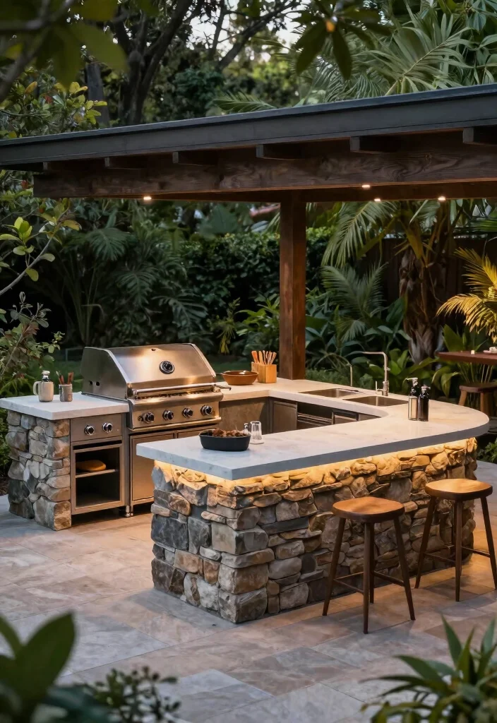 18 Outdoor Kitchen Design Ideas for the Ultimate Backyard Setup 17 18 Outdoor Kitchen Design Ideas for the Ultimate Backyard Setup - 7. Multi-Functional Outdoor Islands 1