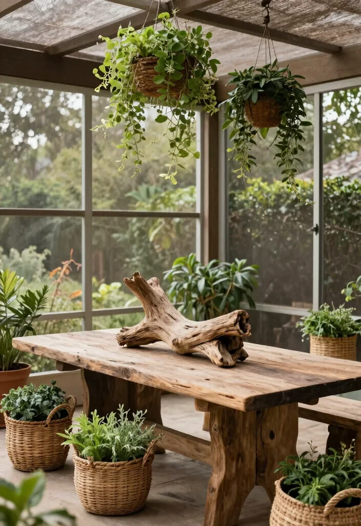 18 Outdoor Screened In Patio Ideas for Bug-Free Comfort - 6. Integrate Natural Elements in Decor 1
