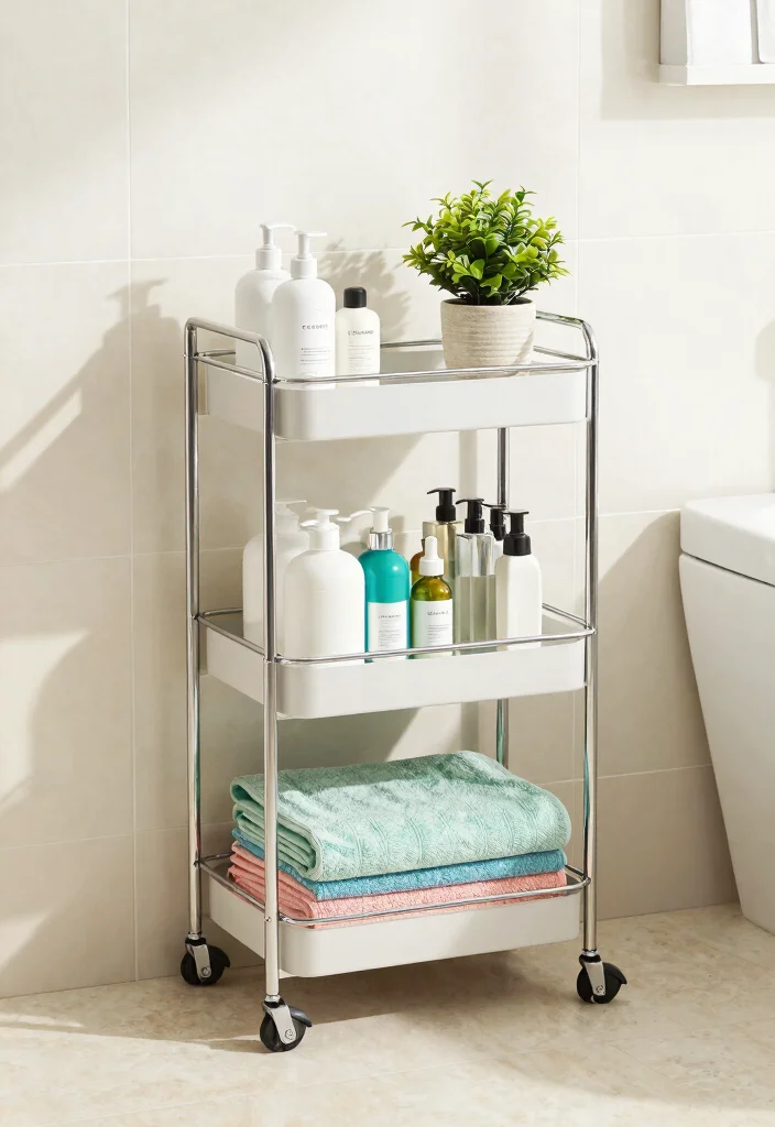 12 Bathroom Standing Shelf Ideas That Don't Tip Over on Tile - 10. Wired Rolling Storage Shelf 1