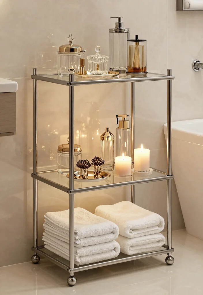 12 Bathroom Standing Shelf Ideas That Don't Tip Over on Tile - 12. Elegant Tiered Storage 1