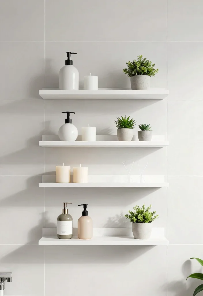 12 Bathroom Standing Shelf Ideas That Don't Tip Over on Tile - 3. Floating Shelves 1